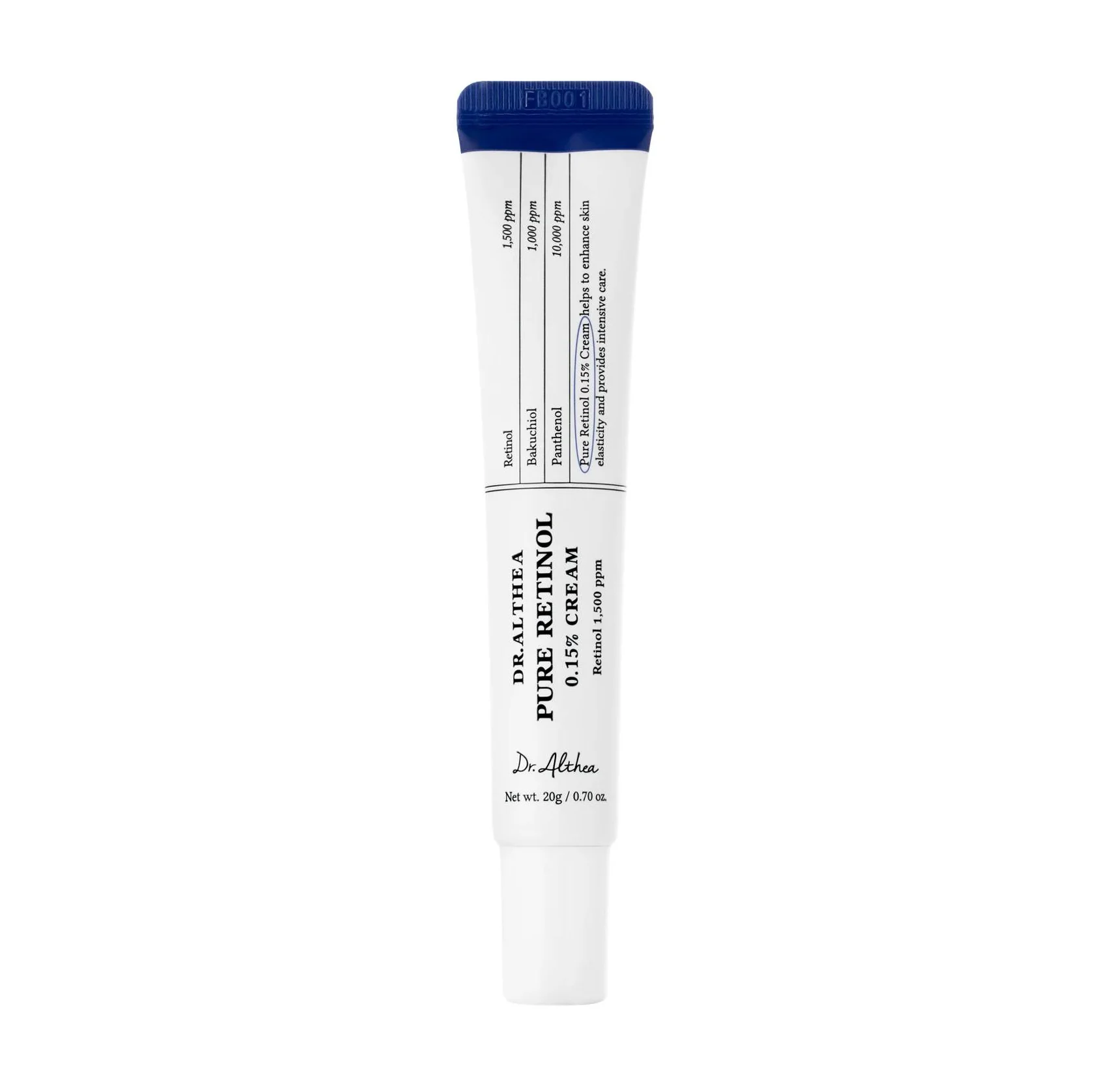 DR. ALTHEA Pure Retinol 0.15% Cream Obnovujúci protivráskový krém s retinolom, bakuchiolom a centellou 20g