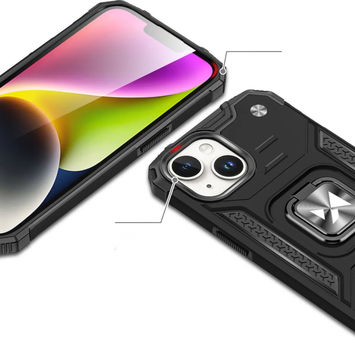 MG Ring Armor kryt na iPhone 15 Plus, čierny