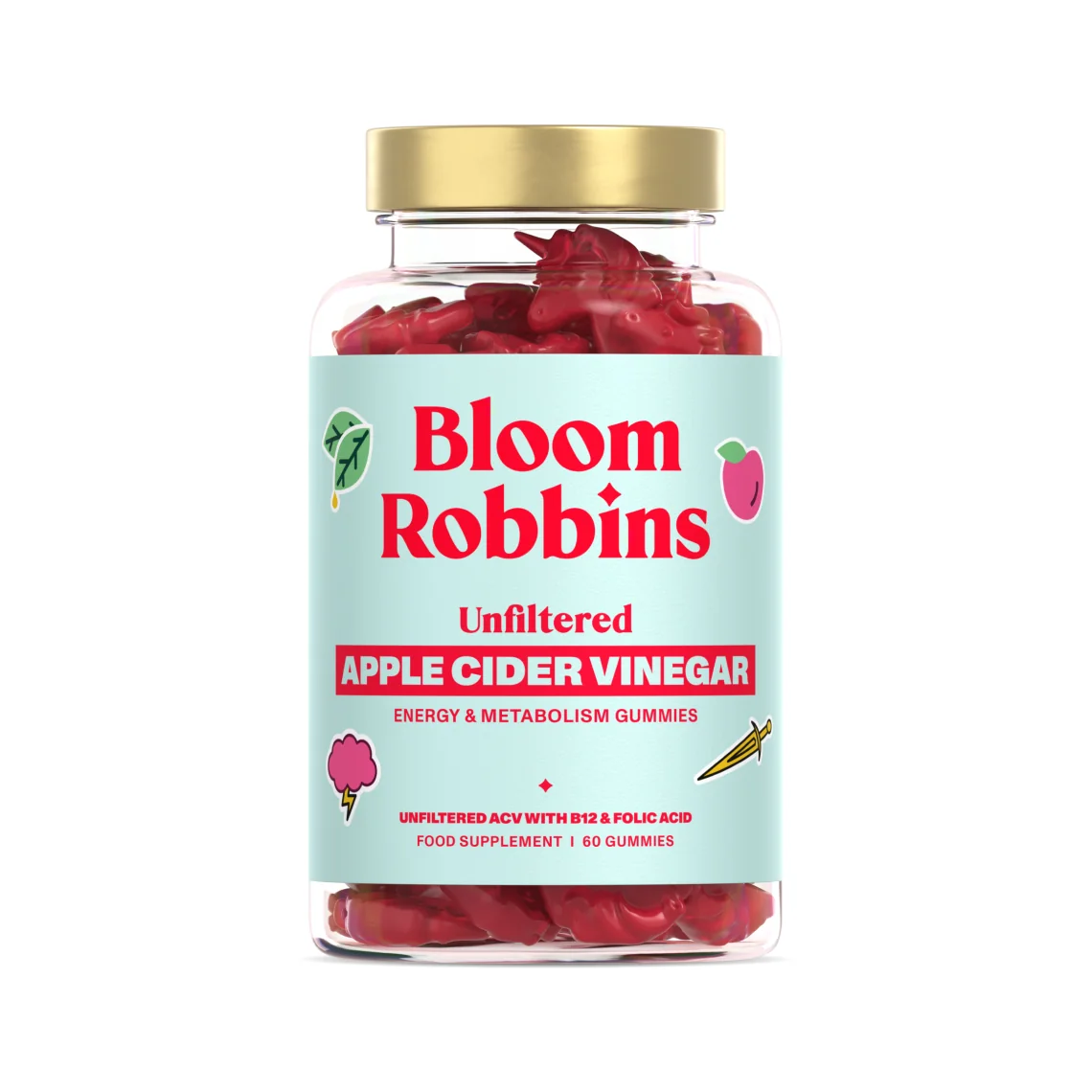 DIGESTIVE AID - VITAMÍNY NA TRÁVENÍIE A ENERGIU S NEFILTROVANÝM JABLEČNÝM OCTOM gummies 60 ks