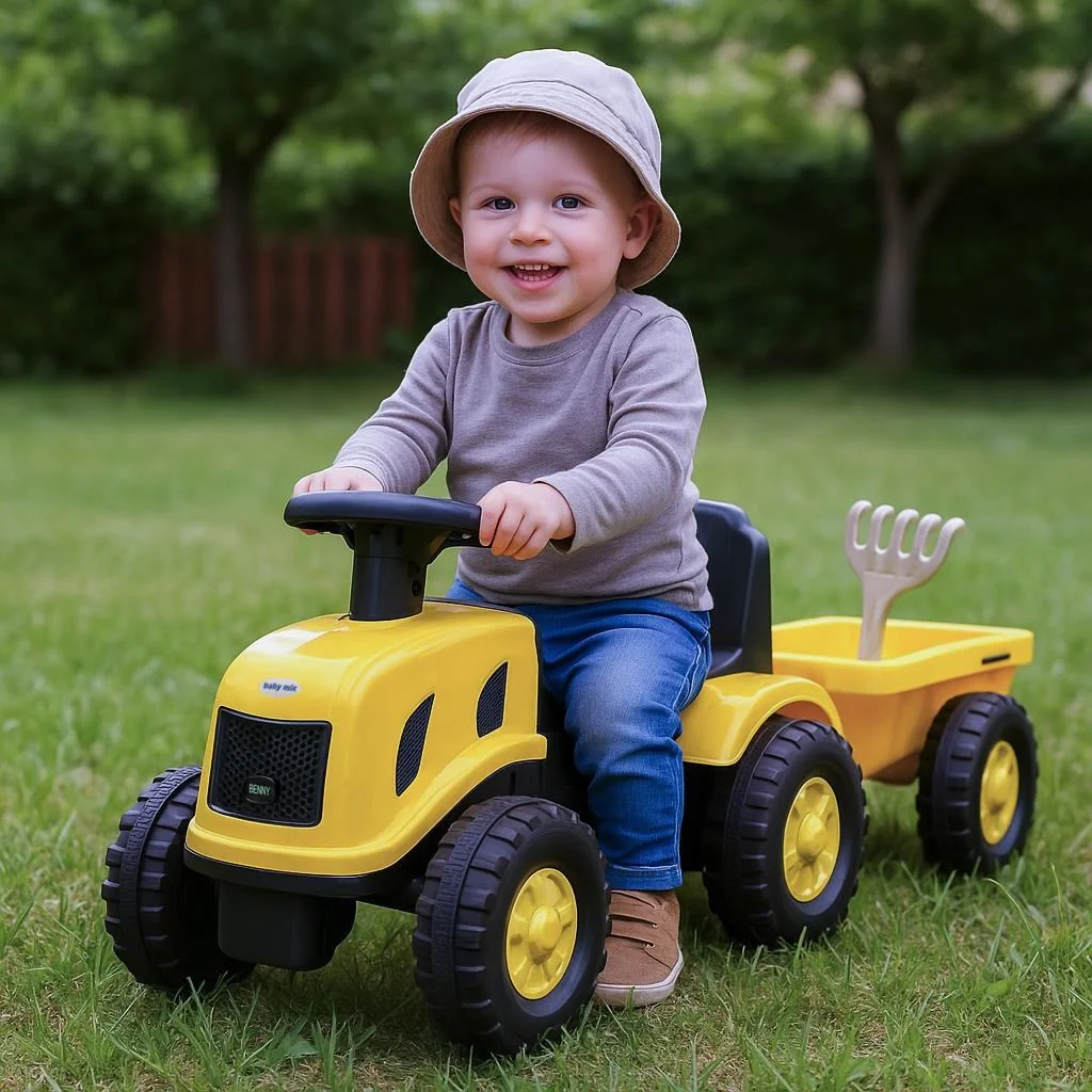 Detské odrážadlo traktor s vlečkou a náradim Baby Mix Benny