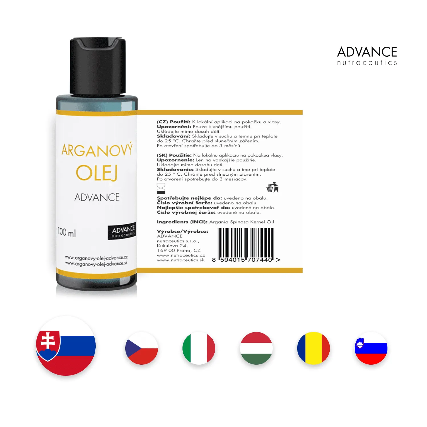 Arganový olej ADVANCE 100 ml – prémiová kvalita 1×100ml, arganový olej
