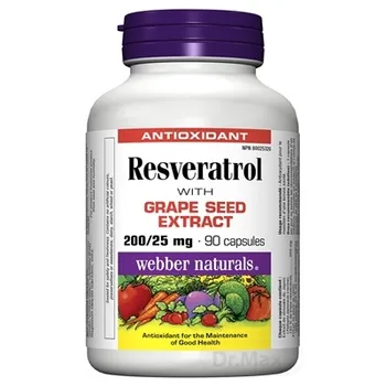 Webber Naturals Resveratrol 1×90 cps , antioxidant 200 mg