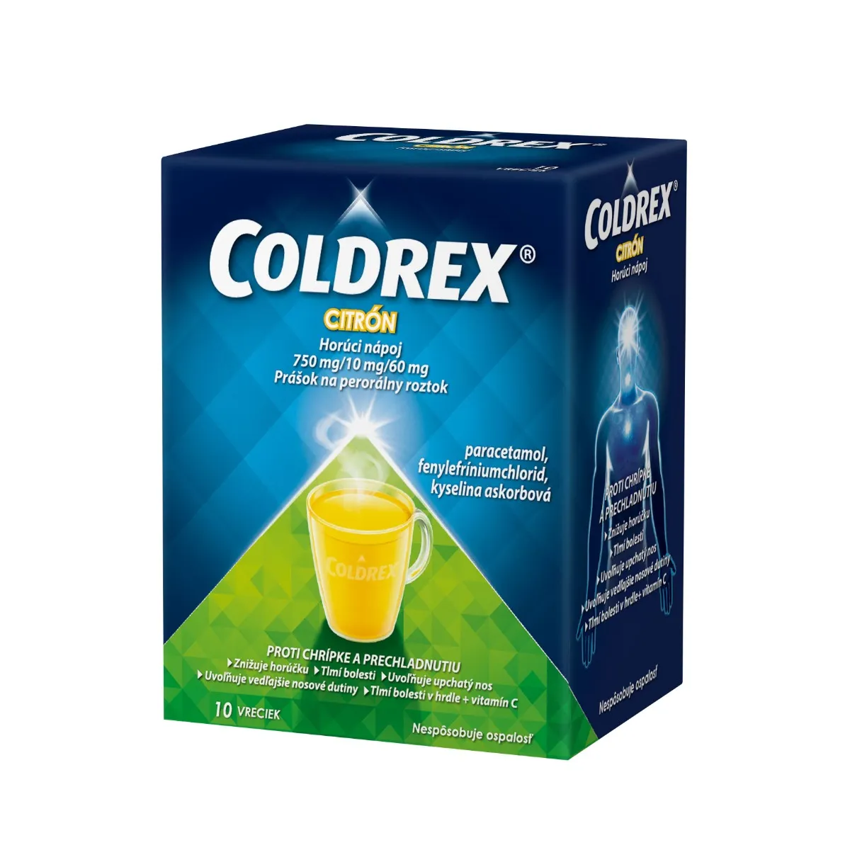 COLDREX Horúci nápoj citrón 1×10 ks, 1 vrecko = 5g