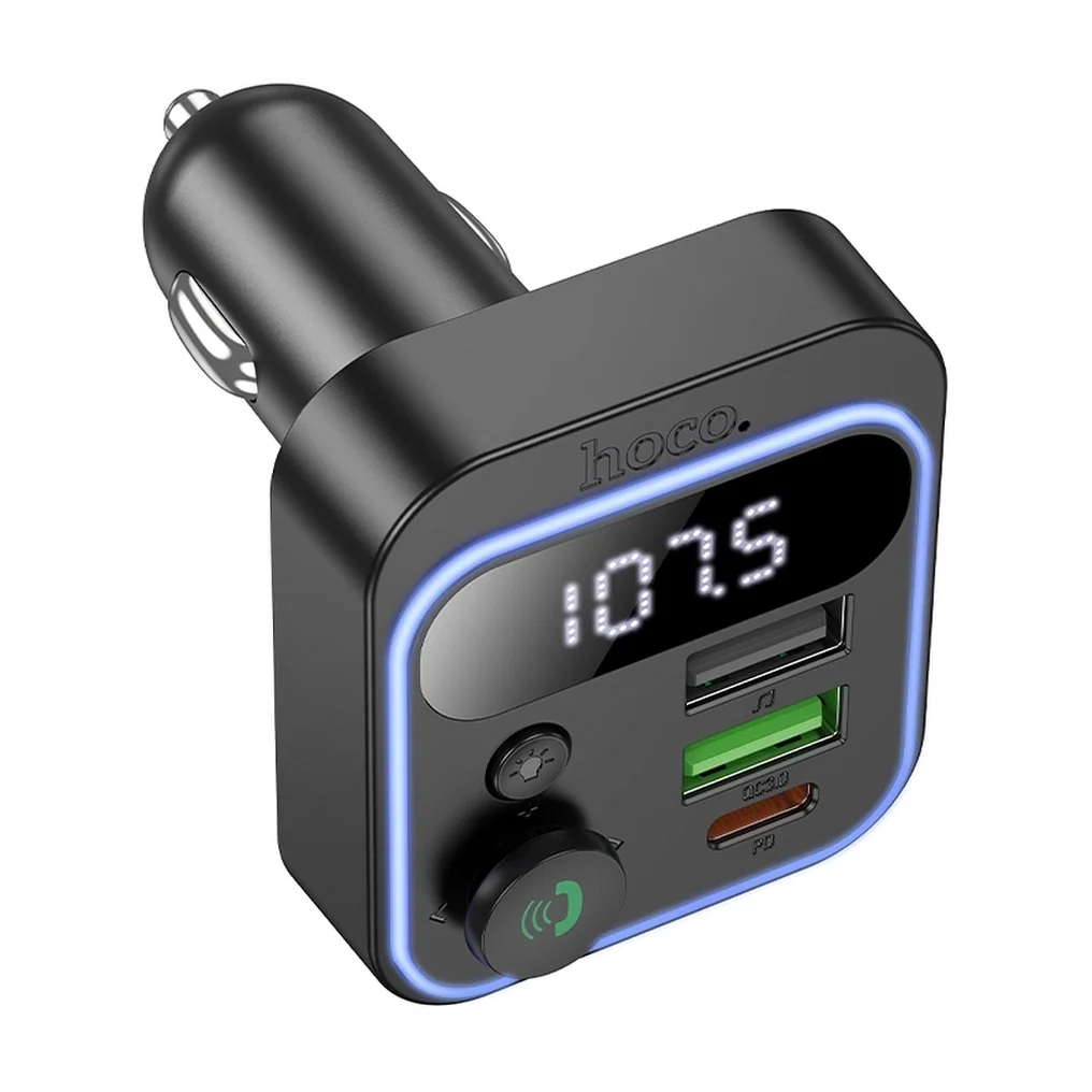 Hoco E85 Bluetooth FM Transmitter autonabíjačka 2x USB / USB-C QC PD 20W, čierna