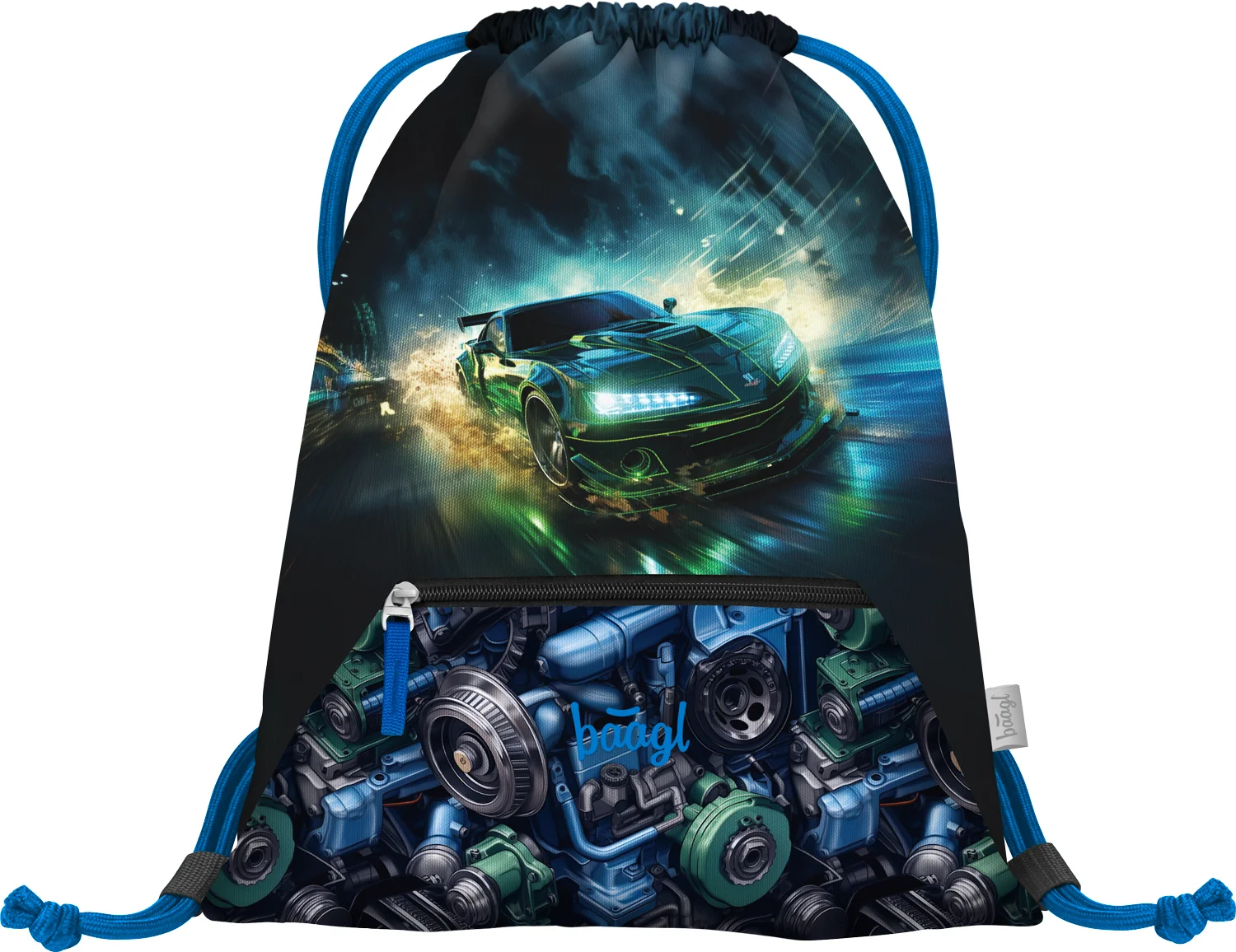 Vrecko s vreckom Pretekárske auto Modrý motív 25x30 cm