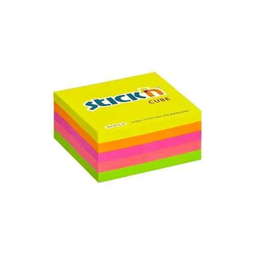 HOPAX Samolepiace bločky v kocke STICK'N 250 lístkov neon mix
