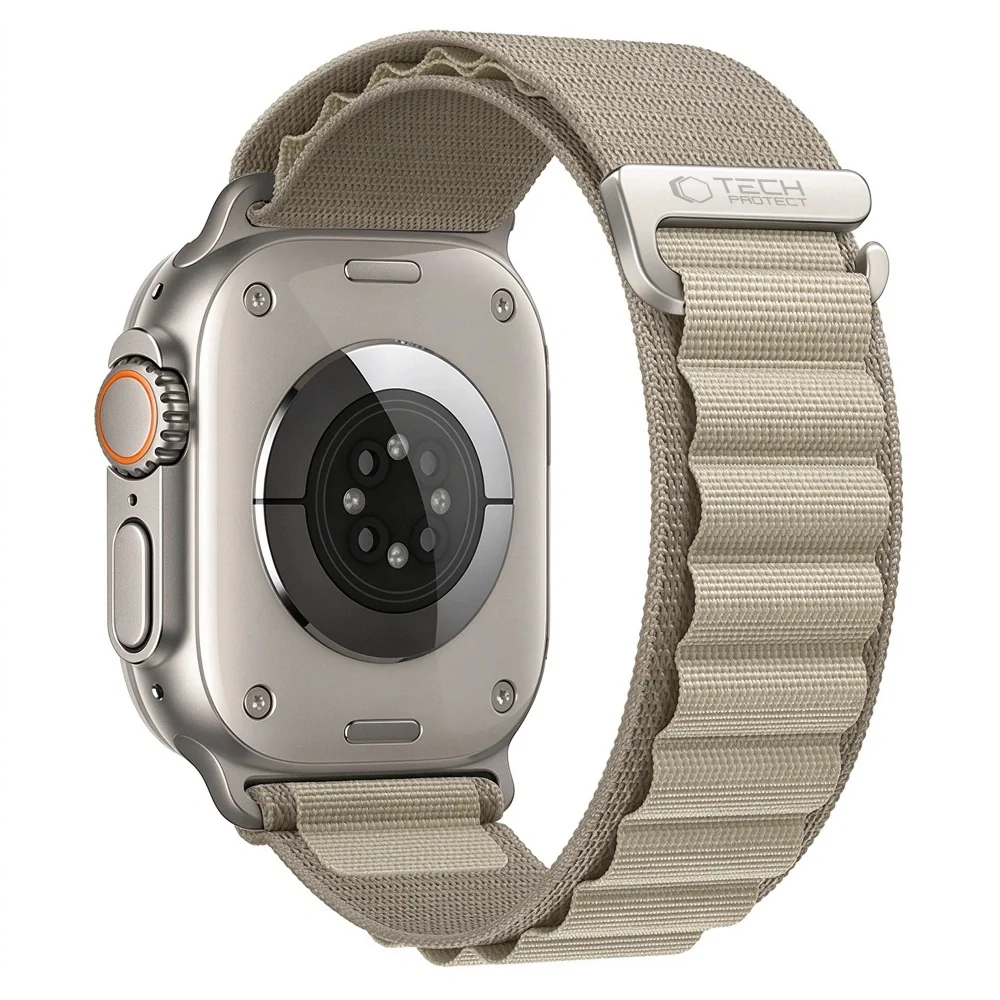 Tech-Protect Nylon Pro remienok na Apple Watch 44/45/46/49mm, titanium / olive
