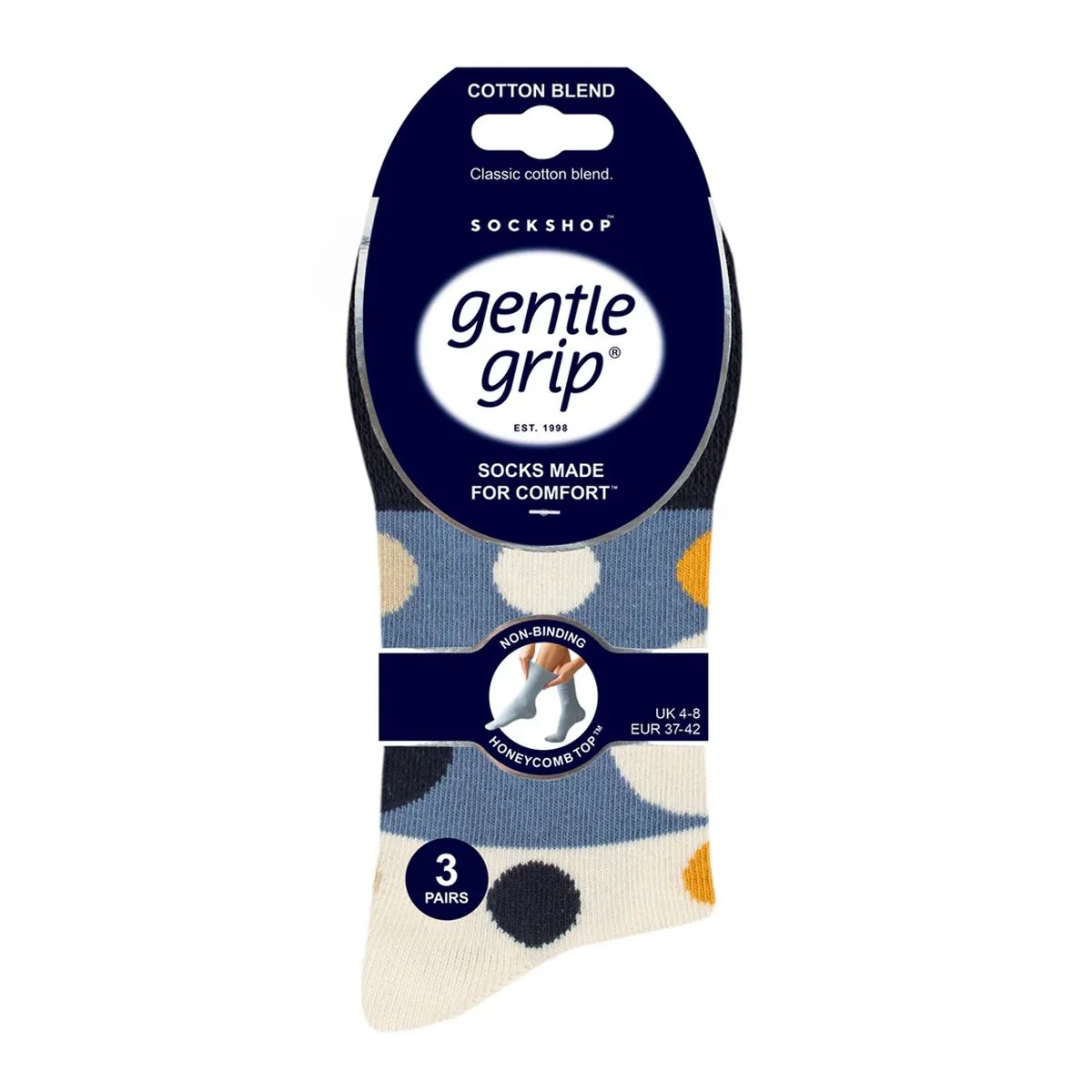 Dámske módne 3 páry ponožky Gentle Grip SUMMER SPOTS voľný zdravotný lem Veľkosť ponožiek 37-42