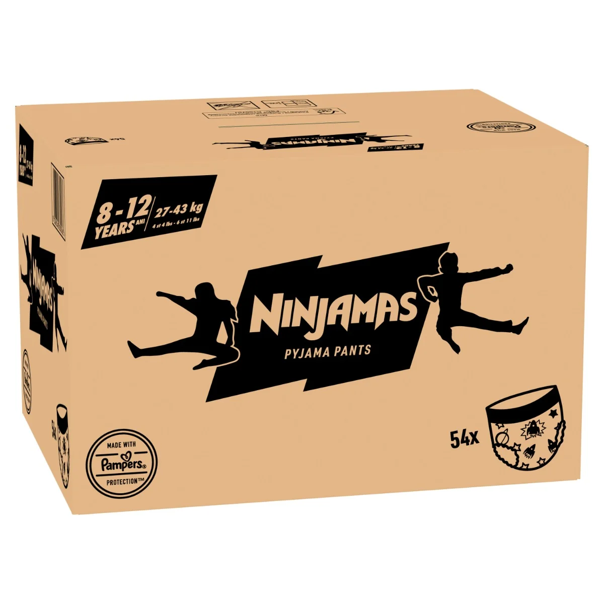 Ninjamas Pyžamové nohavičky Vesmírne lode, 54 Pyžamových Nohavičiek, 8 Rokov, 27kg-43kg 1×54 ks, plienkové nohavičky