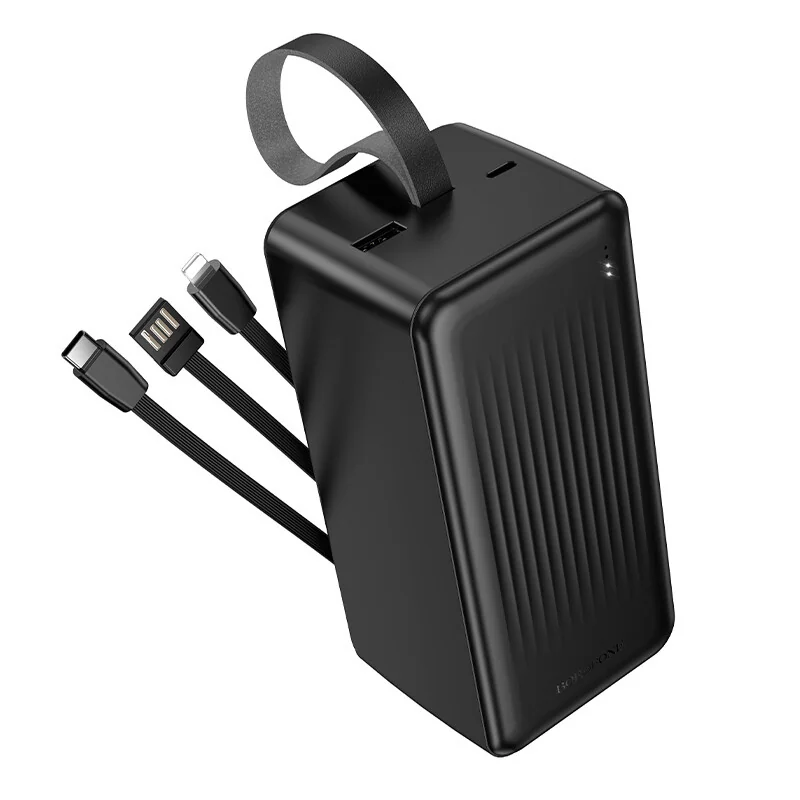 Borofone BJ79C Power Bank 50000mAh 1x USB + vstavané káble Lightning / USB-C 10W, čierne