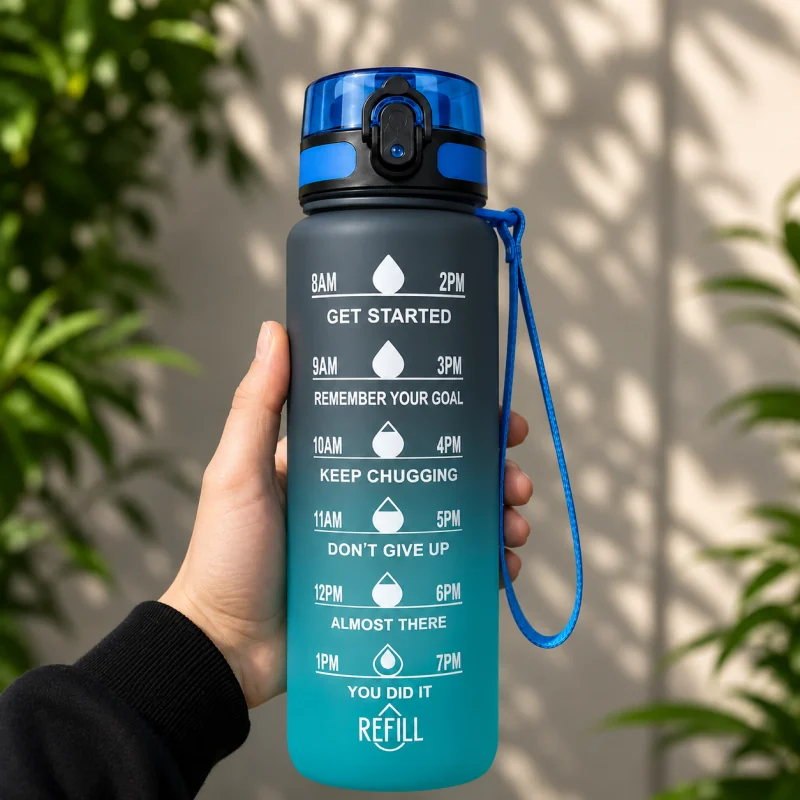 Livefy fľaša na vodu Motivation 1l, tyrkysová / modrá