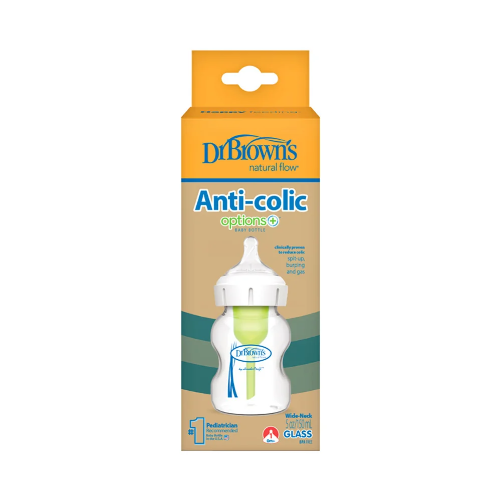 Dojčenská Antikoliková fľaša Options+ SKLENENÁ Wide-Neck 150ml (WB51700-P4)