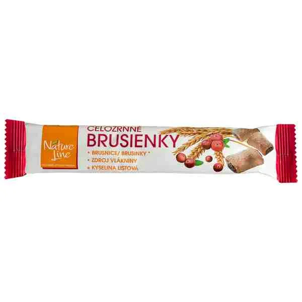 NATURE LINE BRUSIENKY celozrnné sušienky s brusnicami 1×65 g, zdravá sladkosť