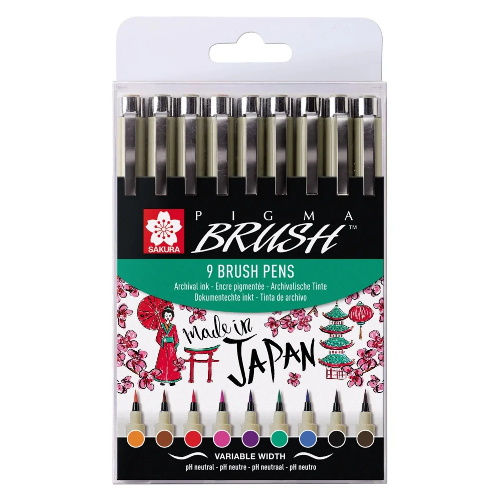 Sakura Pigma Brush Wallet 9 colours-Sakura