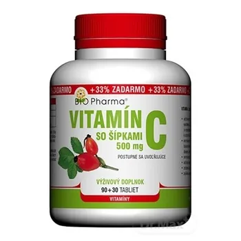 BIO Pharma Vitamín C so šípkami 500 mg 1×120 tbl, 90+30 zadarmo