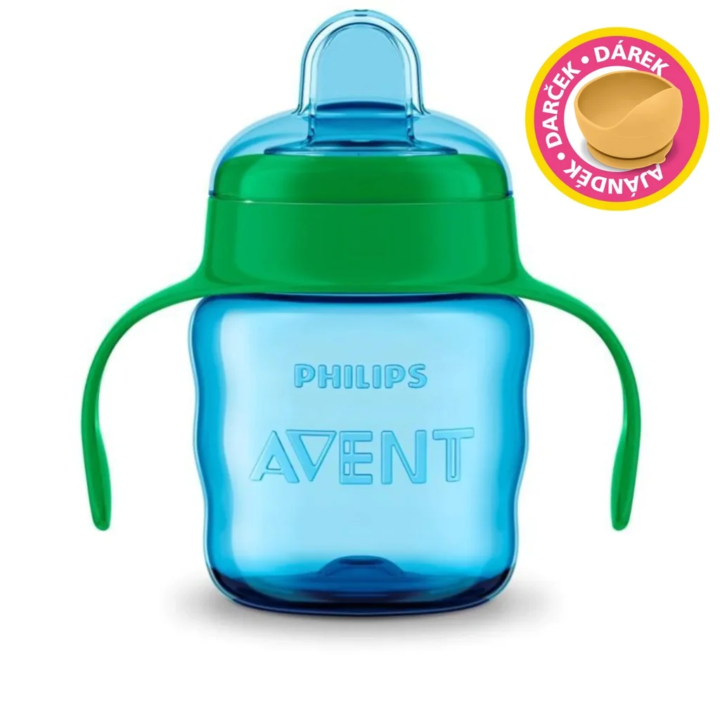 Philips AVENT Hrnček pre prvé dúšky Klasik 200 ml s držadlami chlapec+darček PETITE&MARS Miska 6m+ 1 ks