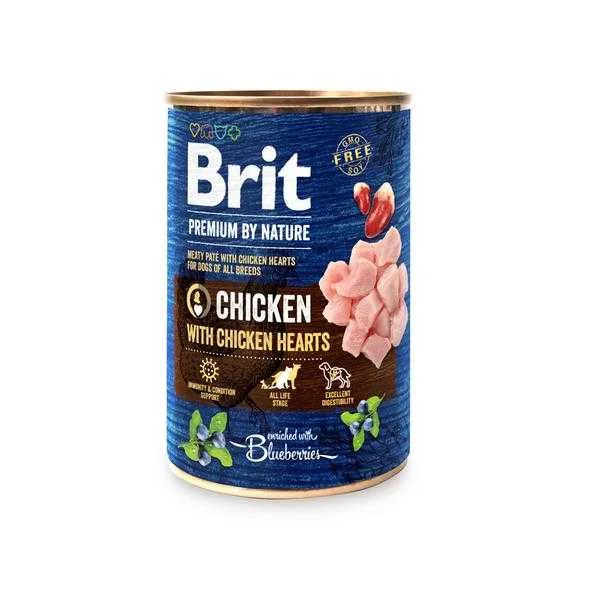 Brit Konzerva Prem By Nature Chicken With Hearts 400g 1×400 g, konzerva pre psy