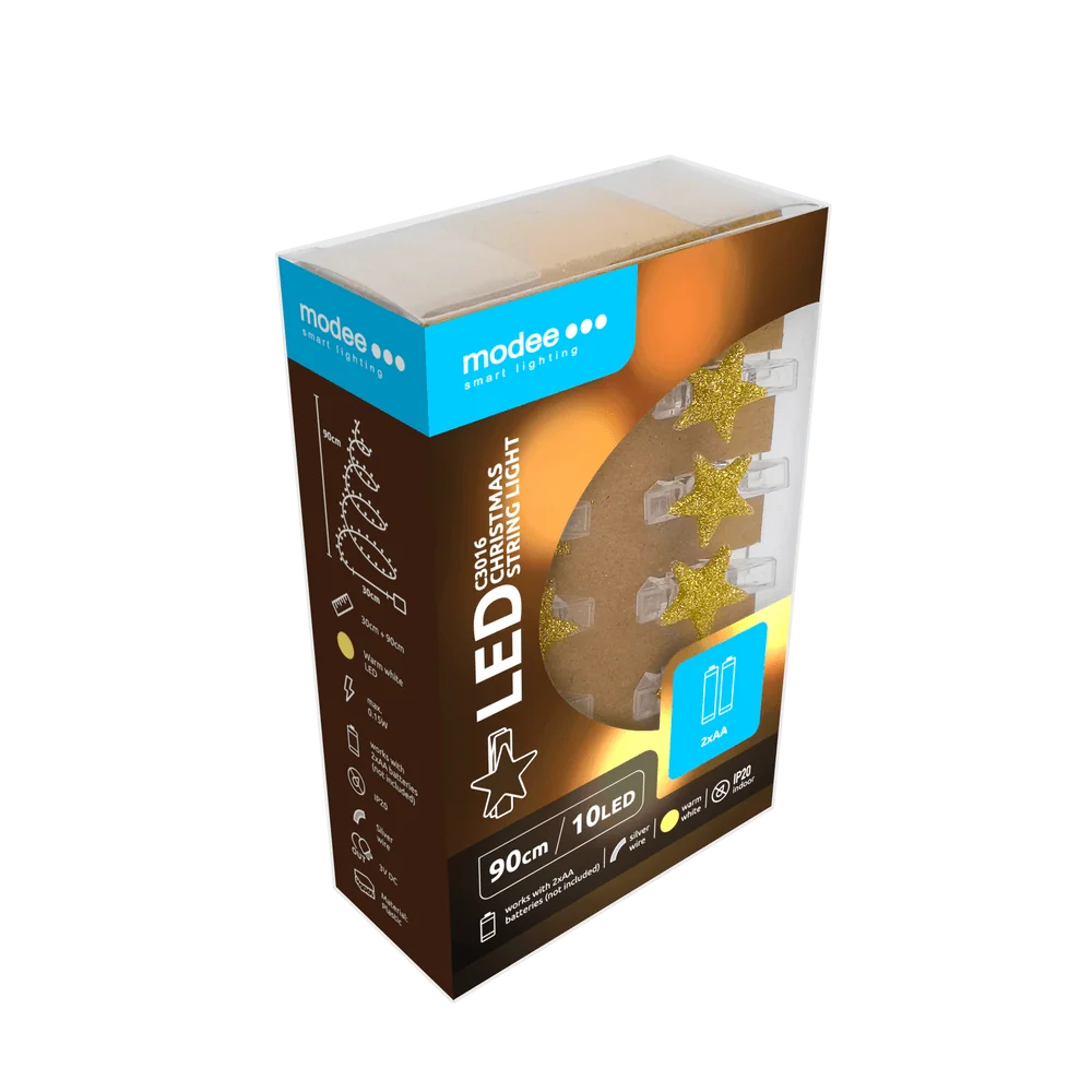 Modee Lighting LED dekorácia 10 LED 90cm štipce hviezdičky 2xAA batérie
