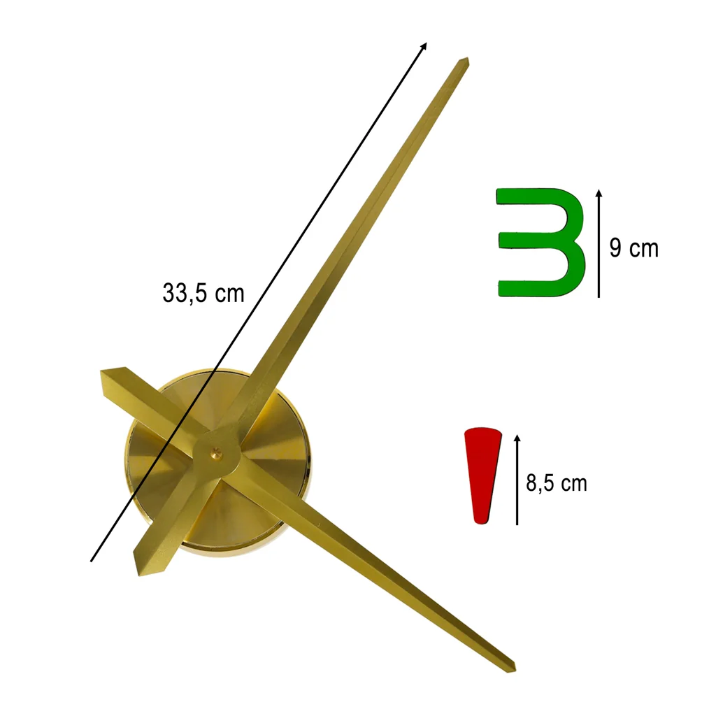 Nástenné hodiny samolepiace – 4 číslice 80–90 cm, zlaté ručičky, farebné značky