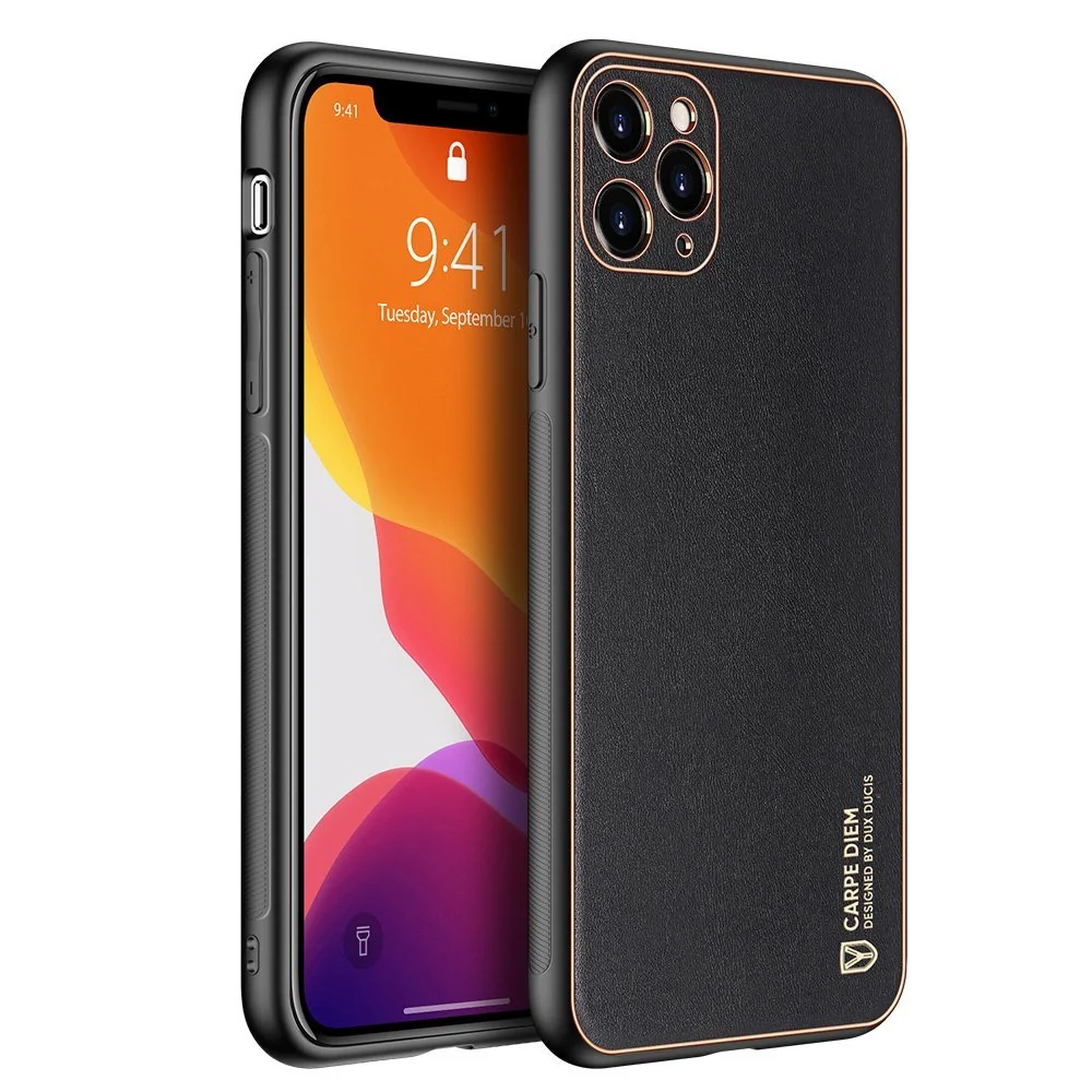 DUX DUCIS Yolo kožený kryt na iPhone 12 Pro Max, čierny