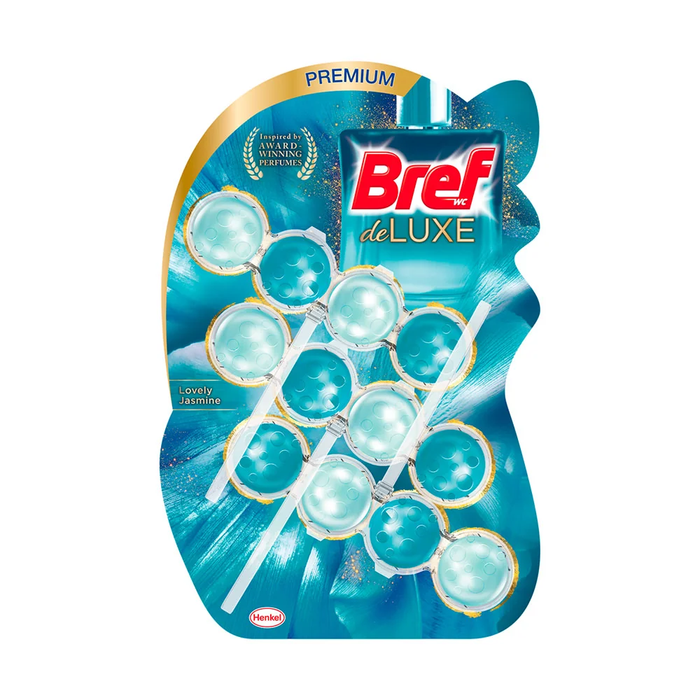 Bref Deluxe tuhý WC blok Lovely Jasmine 3×50 g, WC blok