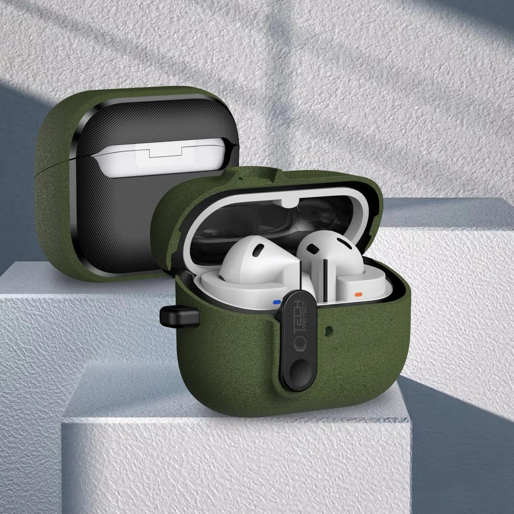 Tech-Protect Slim Hook puzdro na Samsung Galaxy Buds 3 / 3 FE / 3 Pro, zelené zelené