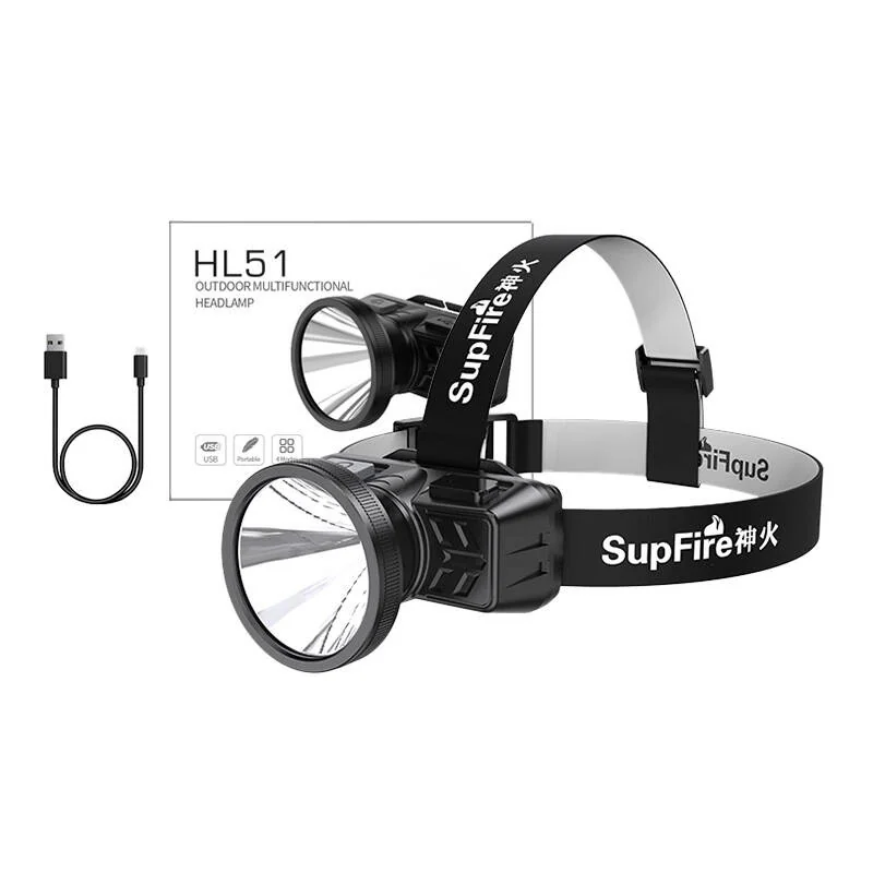 Superfire HL51 LED čelovka USB 160lm, čierna