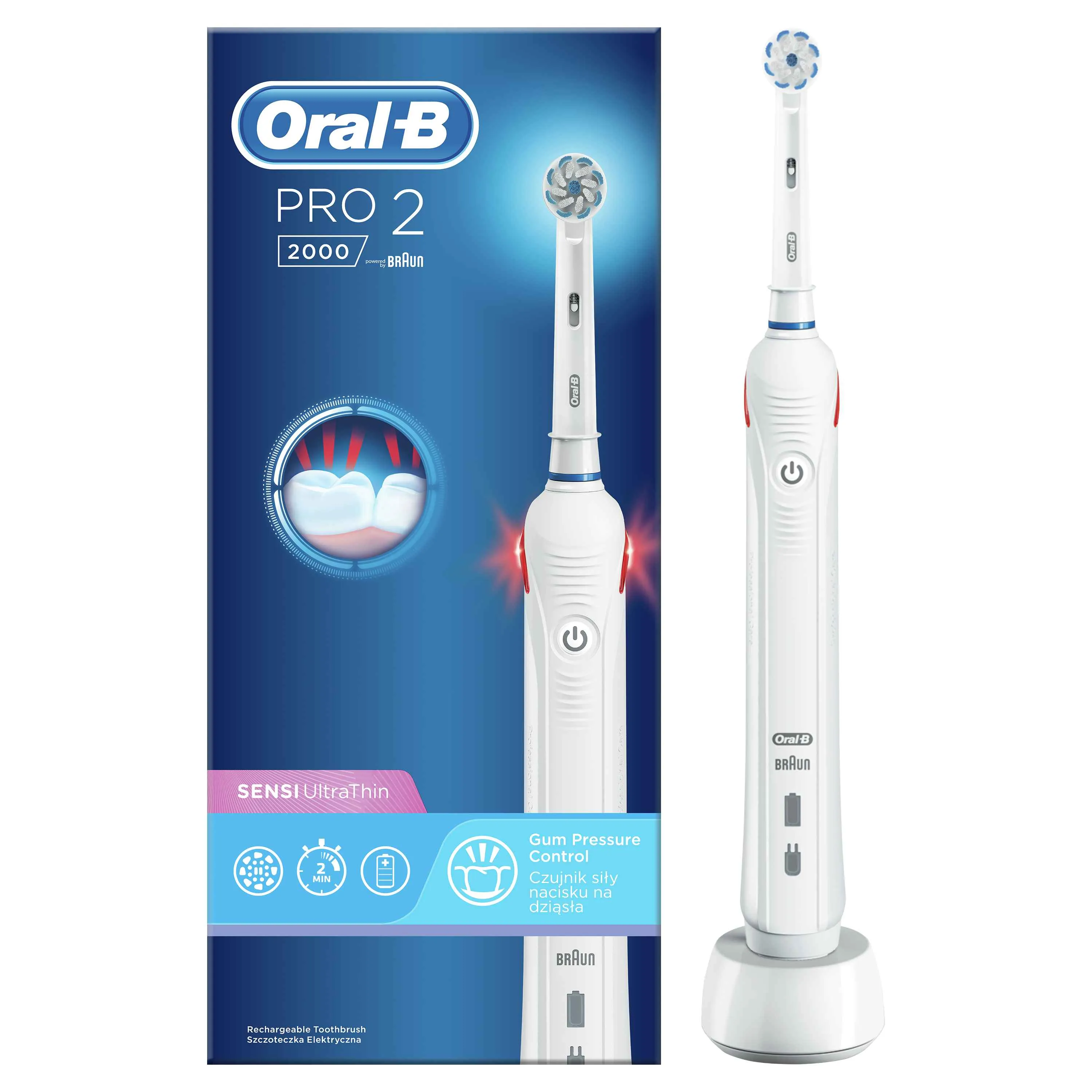 Oral-B Pro 2 Sensitive white elektrická zubná kefka