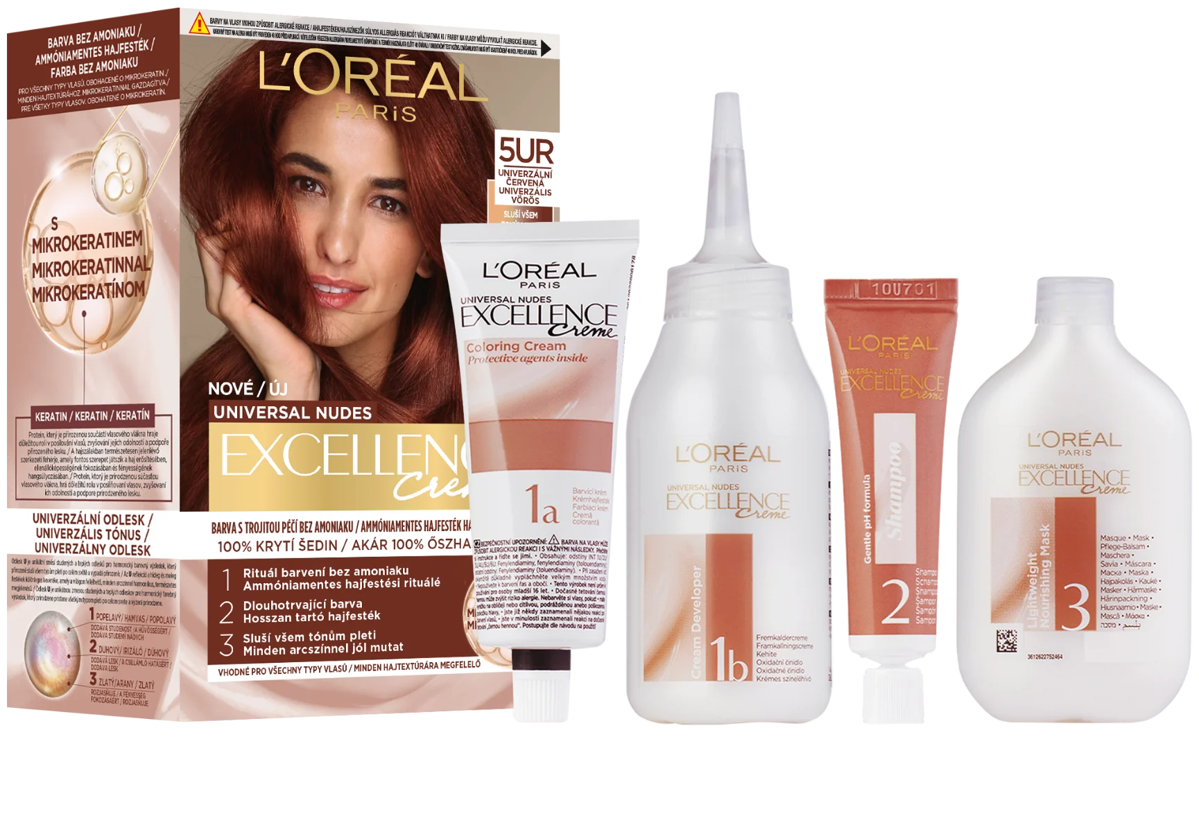 L'Oréal Paris Excellence Nudes Copper 5UR Univerzálna červená 1×1 ks, permanentná farba na vlasy