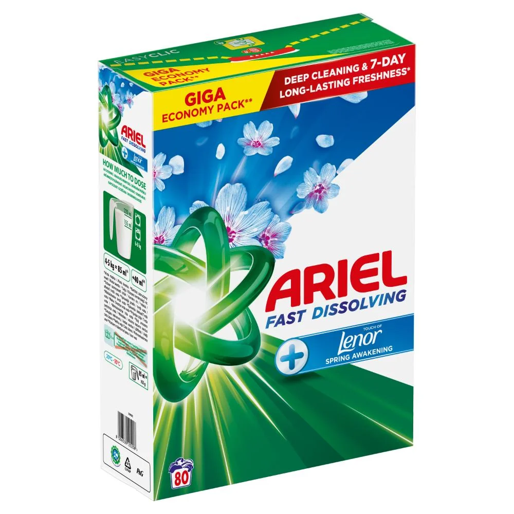 Ariel +Touch of Lenor Spring Awakening prací prášok, 80 praní 4400 g