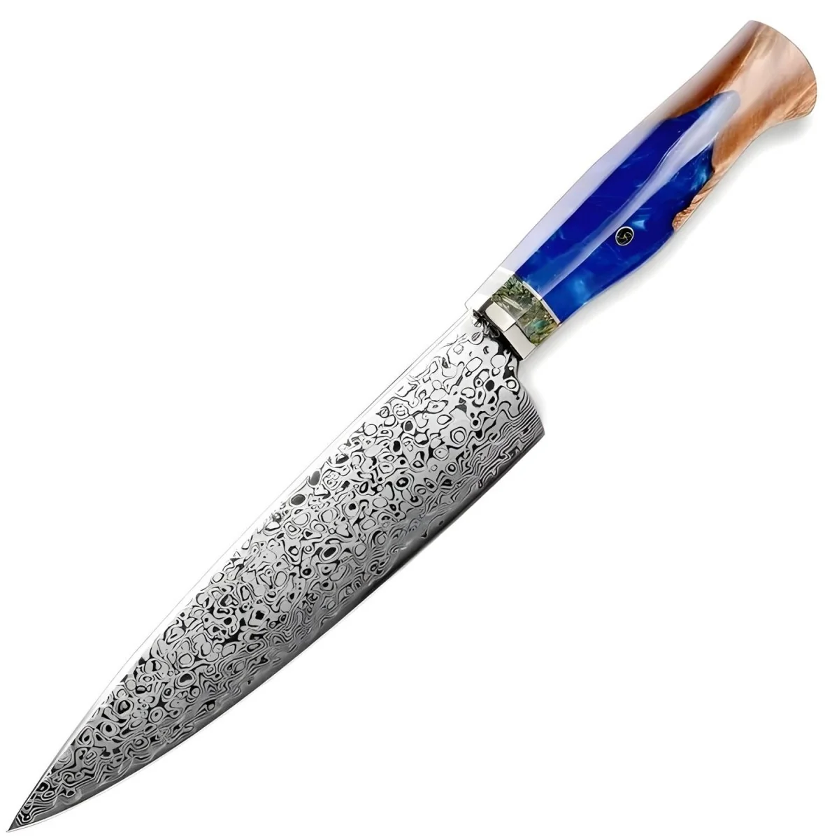 Damaškový kuchynský nôž Chef-Modrá 1ks, čepeľ 19,5cm