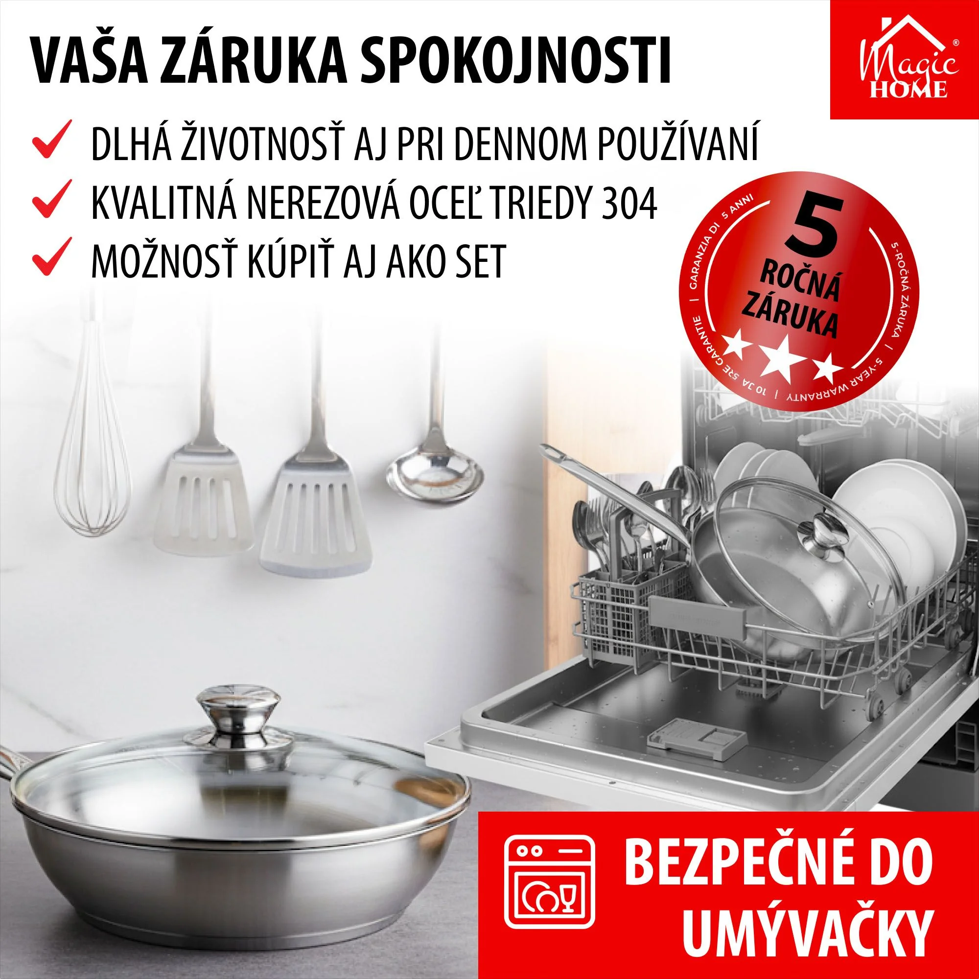 MagicHome panvica Chloe, 1 ks 28 cm, 4 l, so sklenenou pokrievkou, nerez