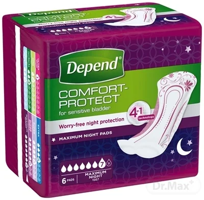 DEPEND MAXIMUM inkontinenčné vložky pre ženy, 12,5x34 cm, savosť 953 ml, 1x6 ks