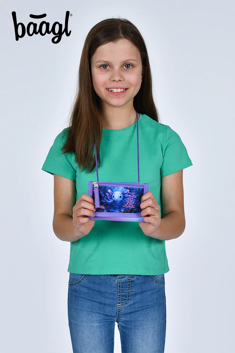 Peňaženka na krk Axolotl detská, ružová