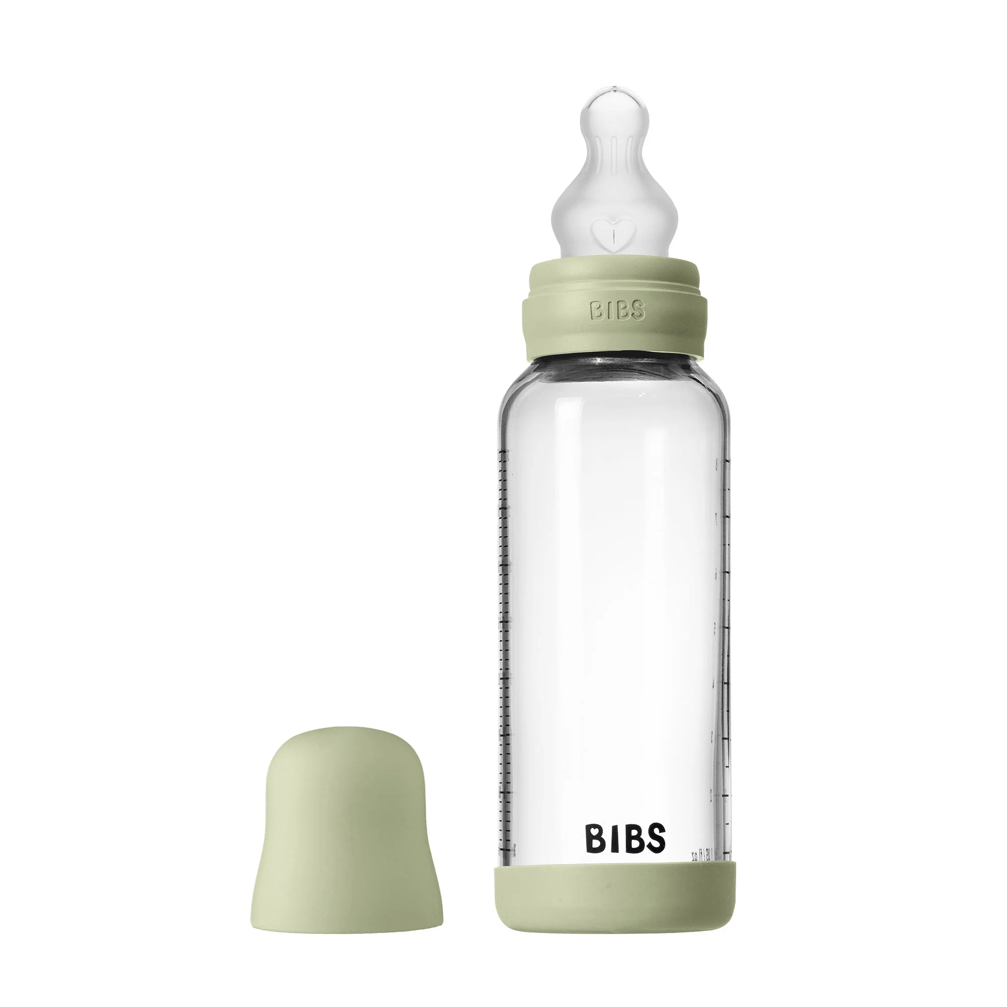 BIBS antikoliková sklenená fľaša so silikónovým cumlíkom 240ml - Ivory