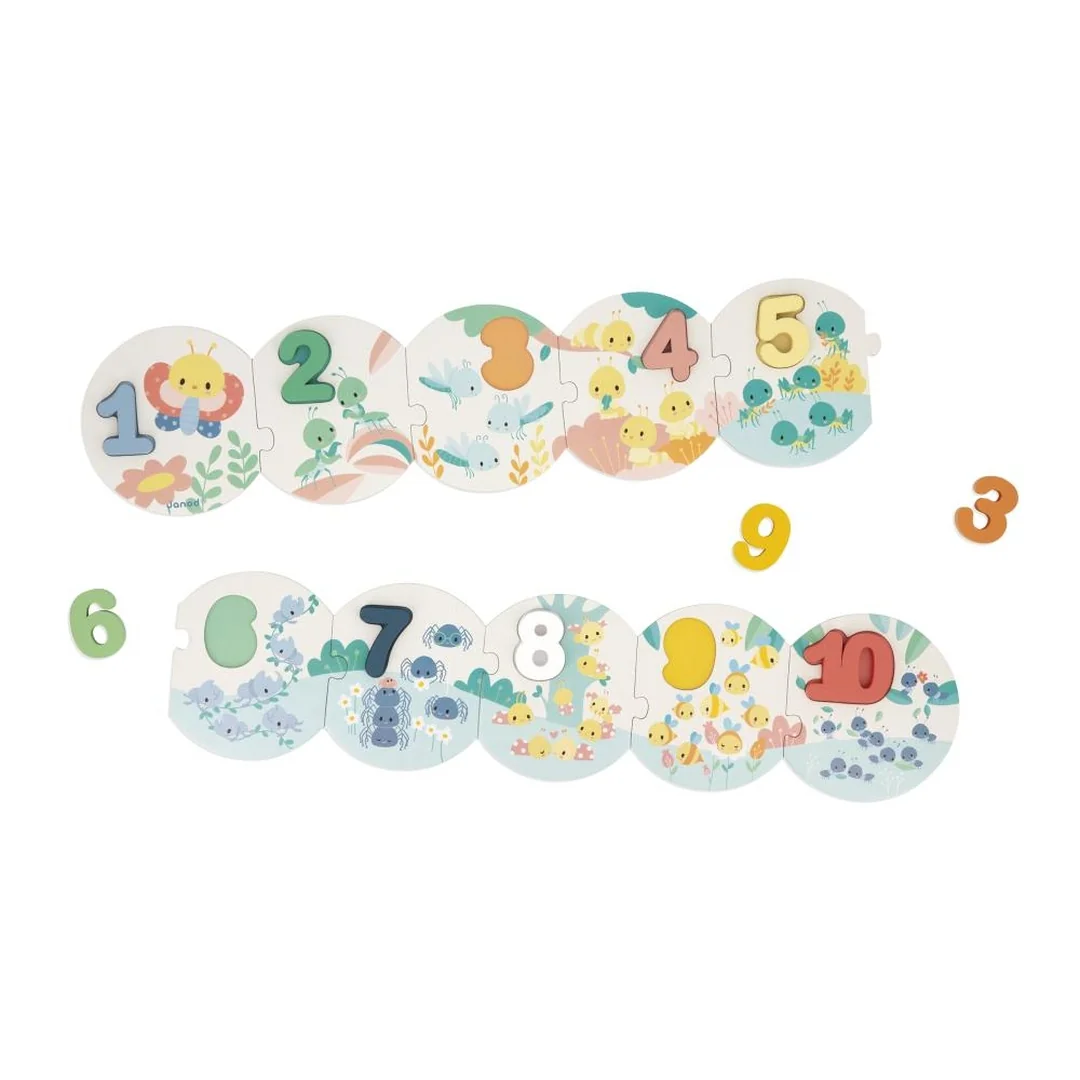 Janod Vkladacie drevené puzzle pre deti Čísla Pure