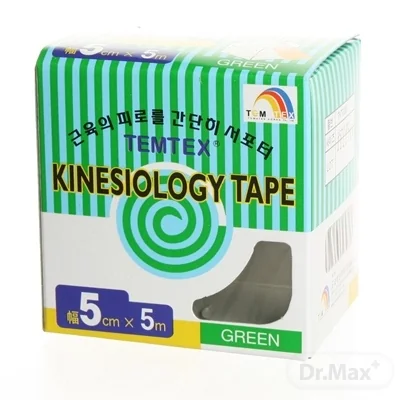 Temtex kinesio tape Classic, zelená tejpovacia páska 5cm x 5m 1×1 ks, tejpovacia páska