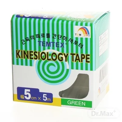 Temtex kinesio tape Classic, zelená tejpovacia páska 5cm x 5m 1×1 ks, tejpovacia páska
