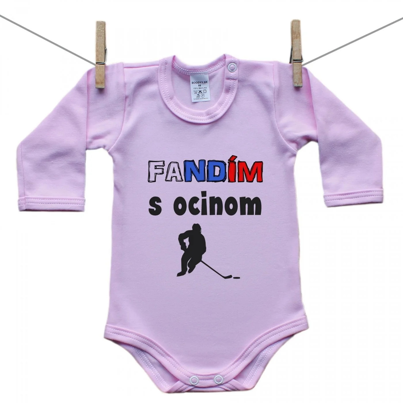 Boodyy Ružové Body s dlhým rukávom Fandím s ocinom Veľkosť: 92