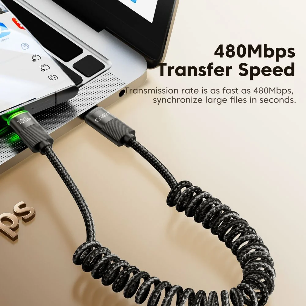 Tech-Protect UB20T kábel USB-C / USB-C 100W 5A PD 1.8m, čierny