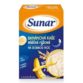 Sunar BANÁNOVÁ KAŠA mliečna ryžová NA DOBRÚ NOC 1×225 g, detská kaša, od ukonč. 4 mesiaca