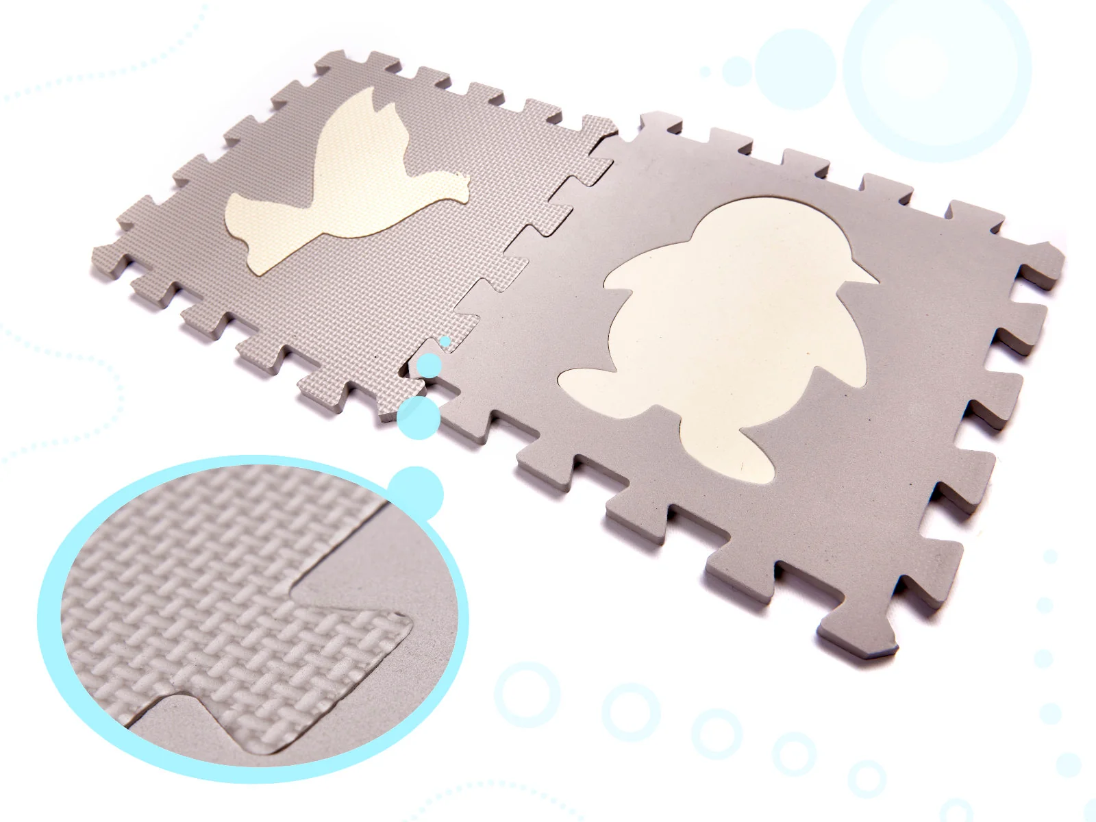 Penová podložka puzzle 36 ks – sivá/ecru ohrádka