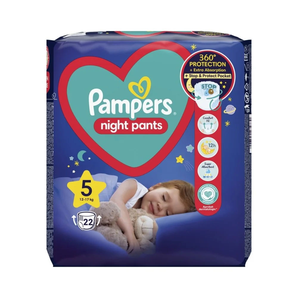 Pampers Night Pants S5 22ks (12-17kg) 1×22 ks, detské plienkové nohavičky