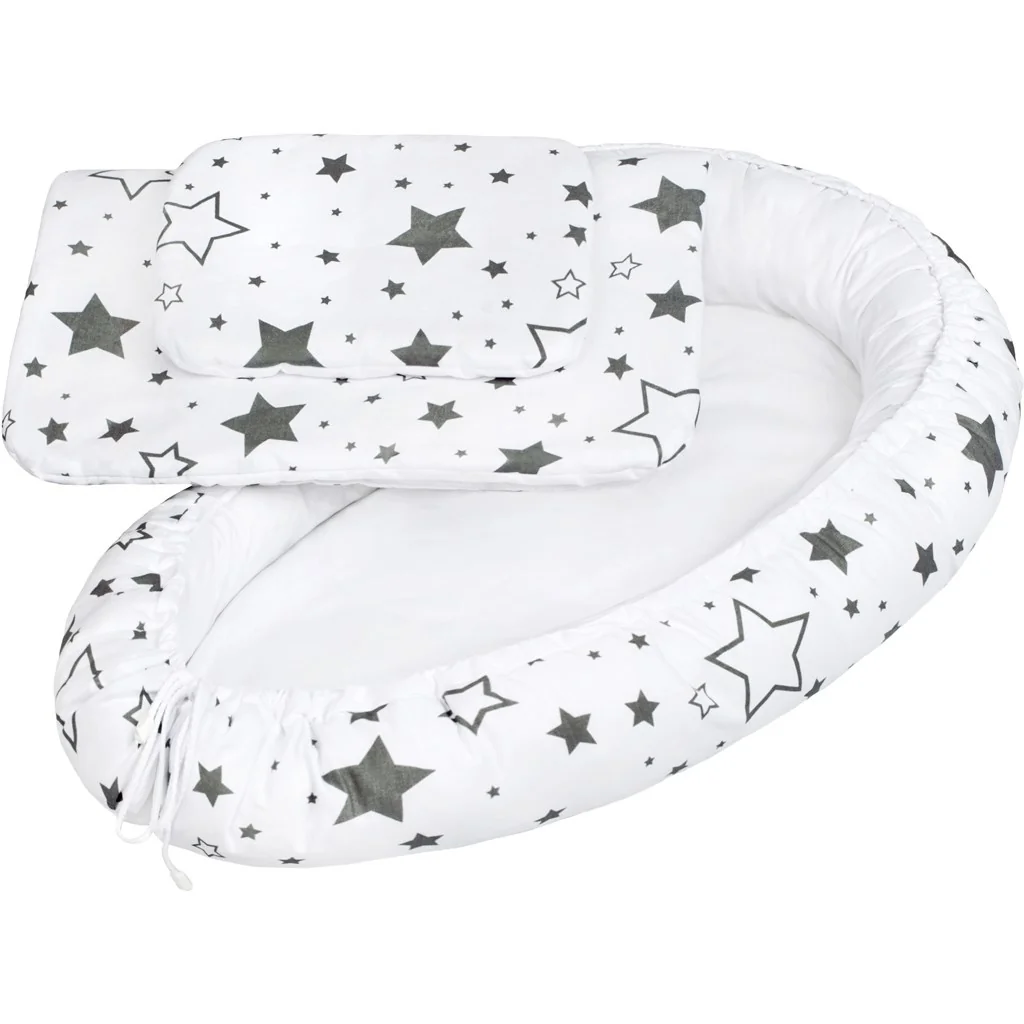 Luxusné hniezdočko s perinkou pre bábätko New Baby sivé hviezdy , 