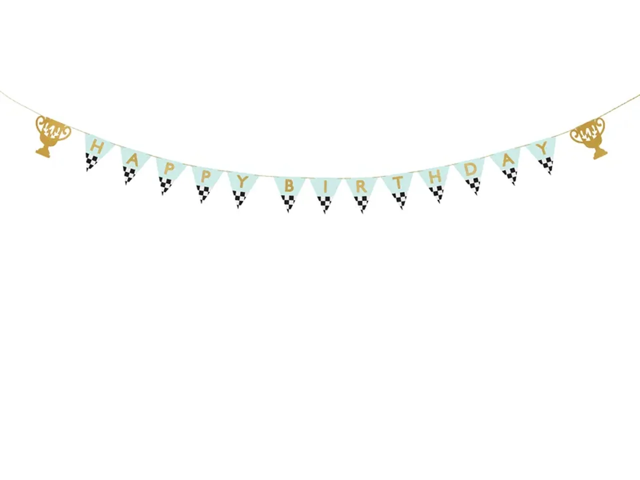 Narodeninový banner „Happy Birthday“ s pohármi – 2,5 m, farebná dekorácia