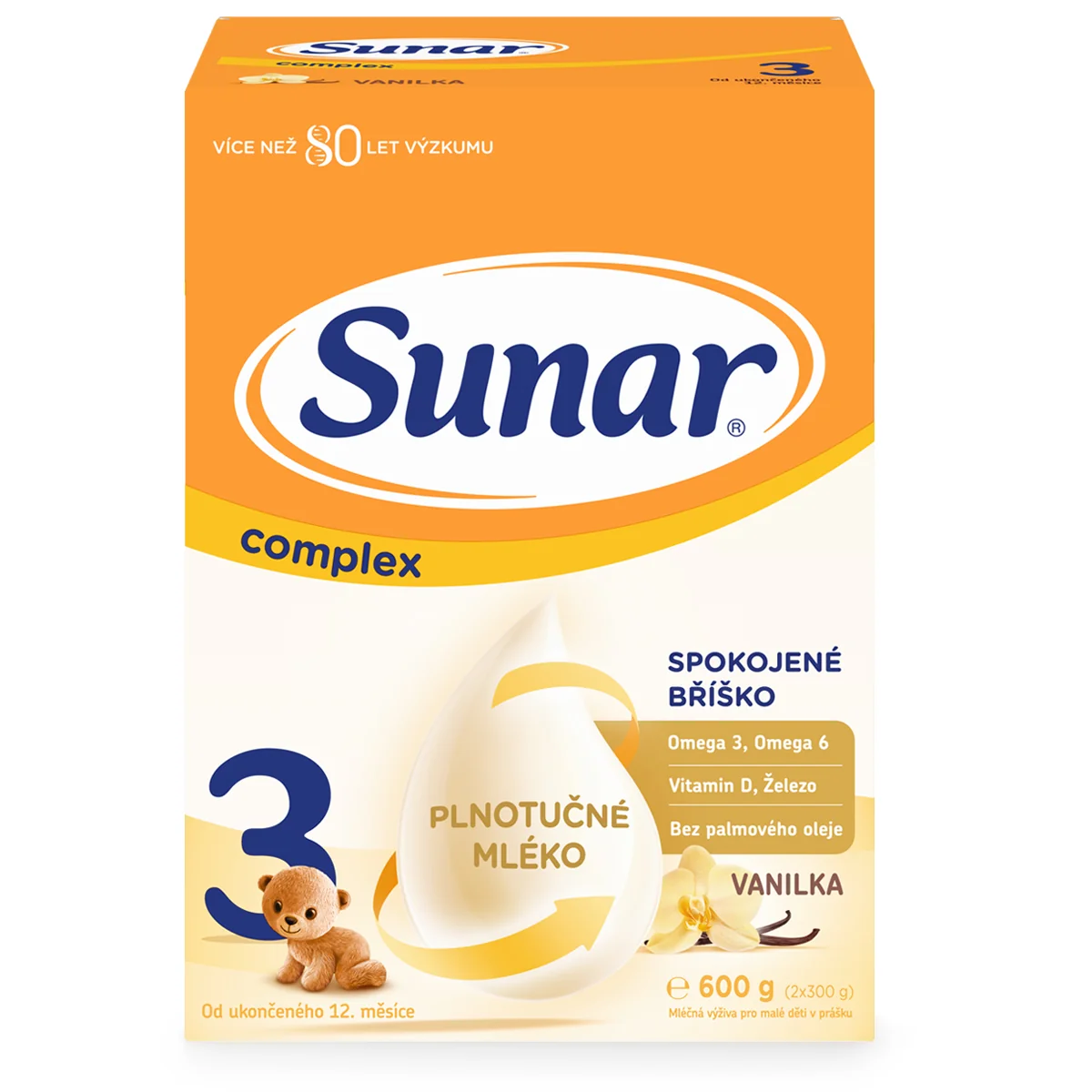 Sunar Complex 3 s vanilkovou príchuťou, mliečna výživa pre malé deti 600 g 1×600g, batoľacie mlieko