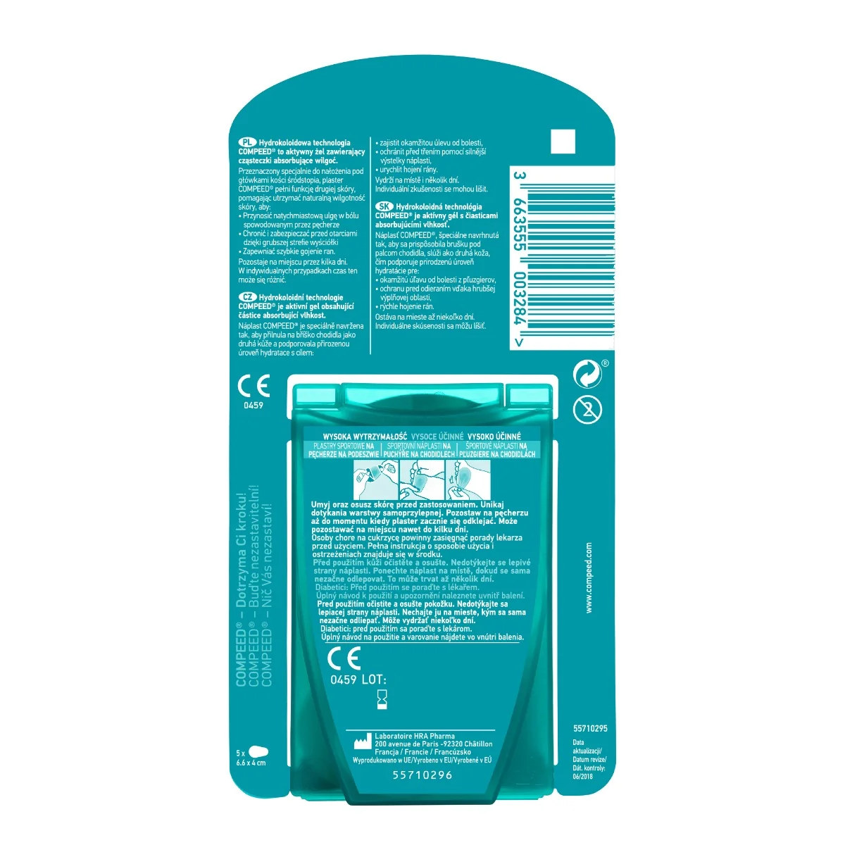 Compeed NÁPLASŤ ŠPORT na pľuzgiere na chodidlách 1×5 ks, gélová náplasť
