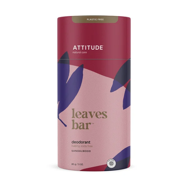 ATTITUDE Prírodný tuhý dezodorant Leaves bar - s vôňou santalového dreva 1×85 g, tuhý dezodorant