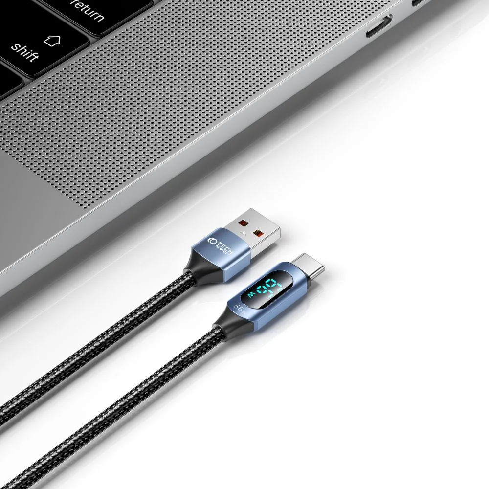 Tech-Protect Ultraboost LED kábel USB / USB-C 66W 6A 1m, modrý