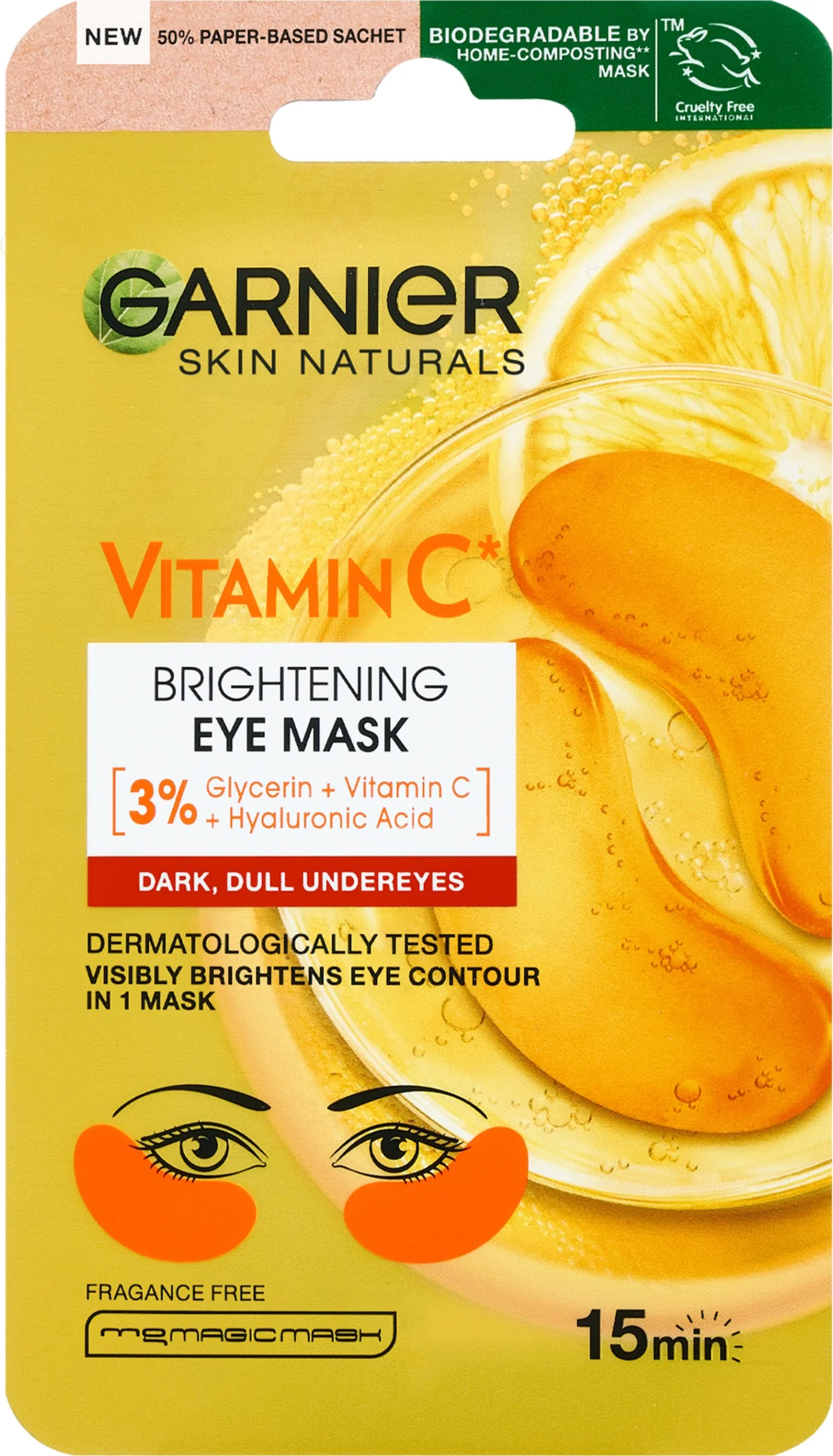 Garnier Skin Naturals očná maska na rozjasnenie očného okolia s vitamínom C 1×5 g, očná maska